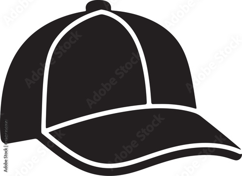 Baseball Cap Black Silhouette Vector Hat Fashion Accessory Icon