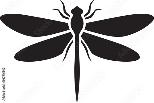 Dragonfly Black Silhouette Vector Insect Icon Minimal Design