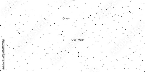 Star chart illustration depicting the constellations orion and ursa major