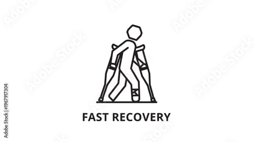 a person using crutches for fast recovery, illustrating a rehabilitation concept for medical and healthcare purposes