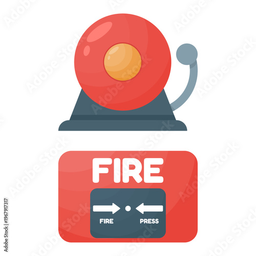 Fire alarm concept illustration. Emergency alert system, fire detection, safety warning, risk prevention, and protection equipment for residential and commercial use.