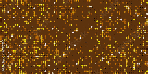 Abstract background of scattered glowing yellow and white dots on brown