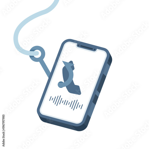 Flat vector of voice phishing attack, vishing phone scam, fraud call, identity theft risk, cybersecurity threat, and personal data protection illustration.