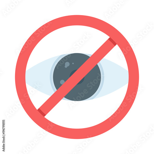 Privacy concept illustration, hide icon with invisible and no view symbol, representing hidden content, see-through effect, and restricted visibility vector.