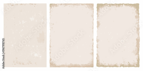 Three aged rectangular paper textures with a vintage appearance