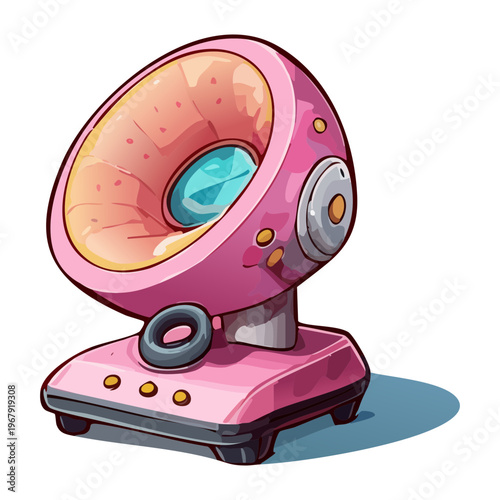 retro pink futuristic scanner machine for digital document imaging and office data processing technology equipment for creative professional workspace and business