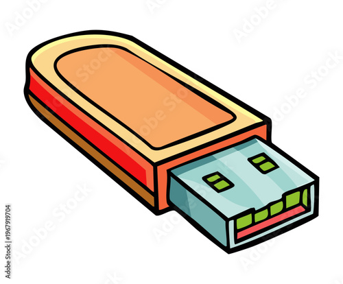 green and orange usb stick for office document storage and professional business digital file management equipment for creative workspace and technology tool