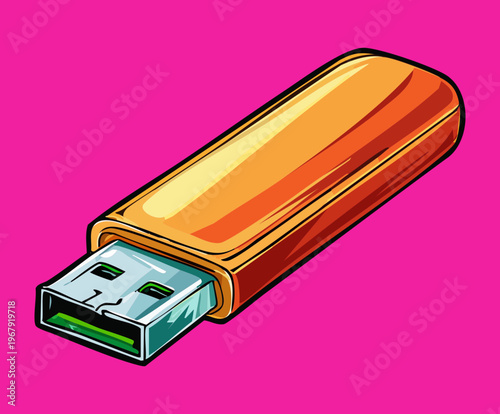 slim yellow usb flash drive for office digital storage and professional business data management equipment for creative workspace and technology desk supply