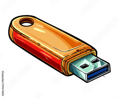 orange portable usb memory stick for office data transfer and professional business digital file storage equipment for creative workspace technology collection