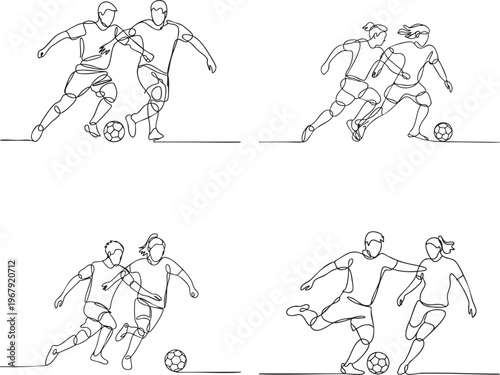 Four black and white of people playing tennis on clay court player sport athlete racket