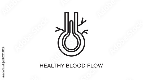 A simple line drawing of a vein with healthy blood flow, symbolizing circulation and wellness, for use in medical or health-related marketing and educational materials.