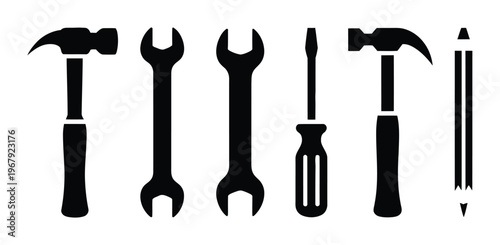 Black silhouette tools vector illustration