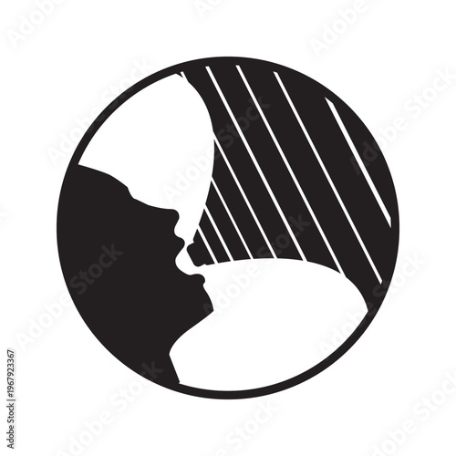 announcement silhouette of a head of a man icon design