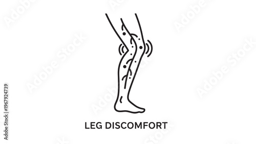 An illustration depicting leg discomfort, often associated with vein care and circulatory issues, useful for medical and health-related marketing and educational materials.