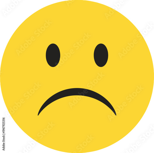 A simple yellow smiley face with a visibly sad expression depicted