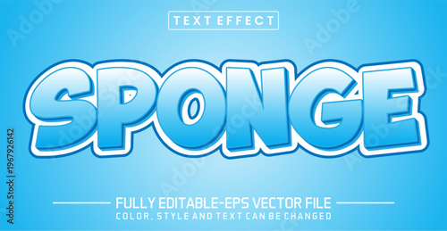 Sponge Blue Cartoon Text Effect, Fully Editable EPS Vector Style