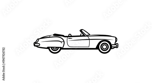 Vintage Convertible Classic Sports Car Vector Illustration Isolated on White Background
