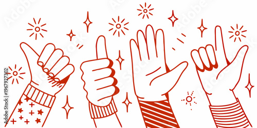 A collection of hands displaying various positive hand gestures