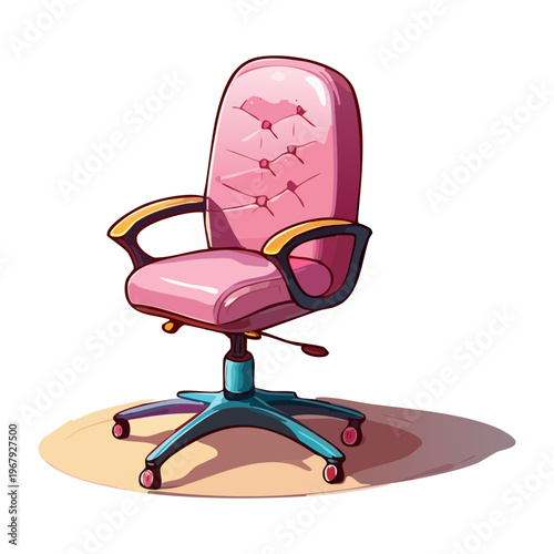 ergonomic pink office chair with rolling wheels and comfortable backrest for productive corporate workspace and home office interior furniture design object