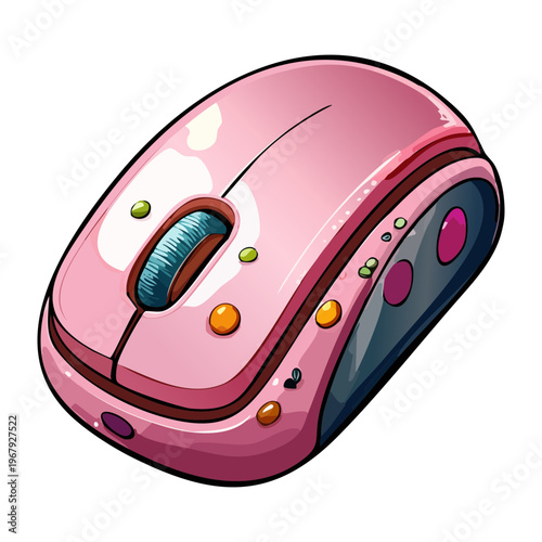 sleek pink gaming mouse for pc with scroll wheel and ergonomic side buttons for high performance computer gaming and office work digital accessory