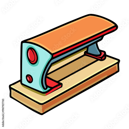 professional metal paper puncher with orange handle for office document binding and school projects in a clean and modern industrial design