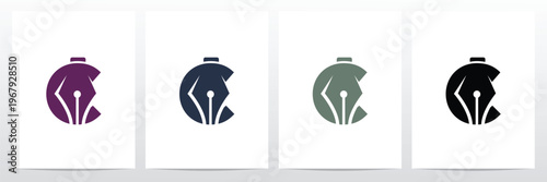 Pen Head With Letter Logo D Design Concept