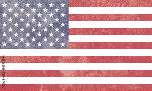 American flag with distressed grunge texture creating vintage style background