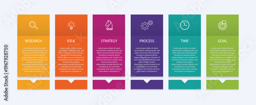 Bild auf Leinwand Business growth arrow – 6 step timeline infographic for brochure