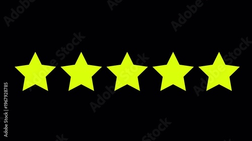 Five-star rating icon on a sleek black background, symbolizing excellence, premium quality, and top-tier customer reviews for service and product satisfaction