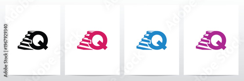 Stairs With Letter Logo Q Design Concept