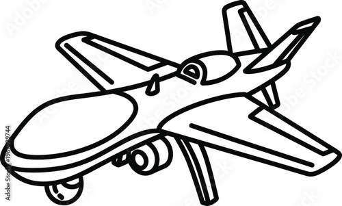 Black and white outline of a drone aircraft airplane unmanned aerial vehicle