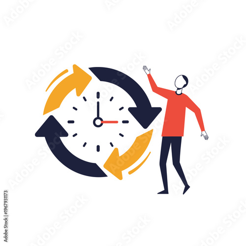 Workflow Cycle with Clock and Businessman