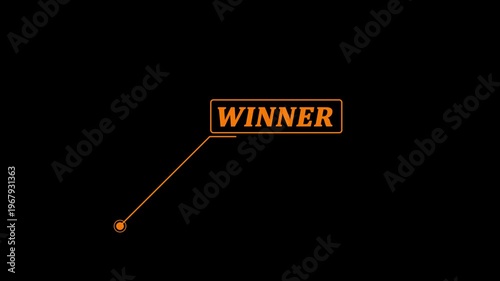 Winner text animation with HUD elements. HUD elements rectangle frame with Winner text type mood motion graphics. Box for Technology Interface 4k video.