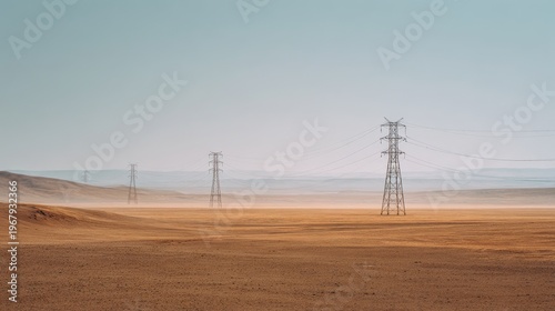 high voltage power lines desert