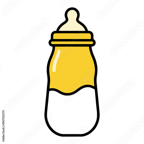 Baby Bottle Yellow Vector Icon