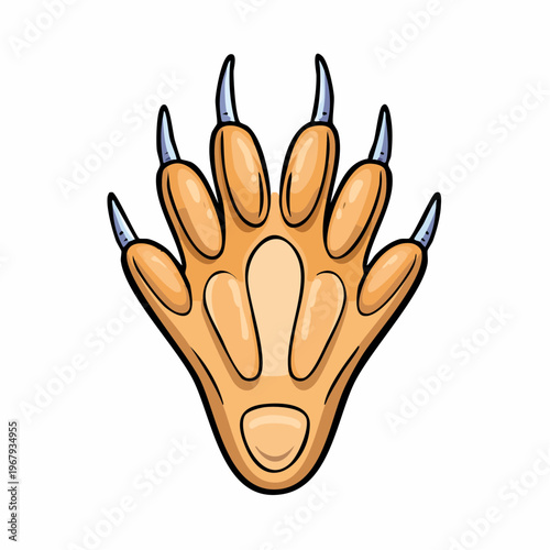 Illustration of a single animal paw print with sharp claws extended, showing the pads and digits clearly.