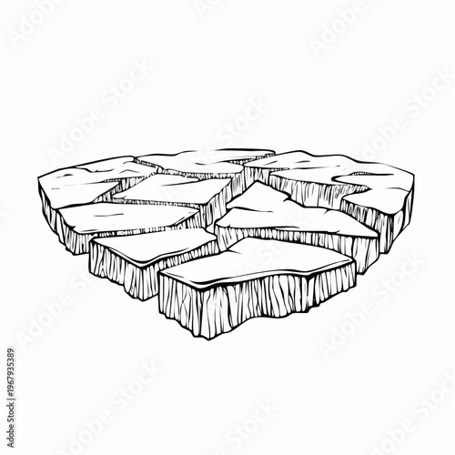 Cracked ice floes forming a textured surface, hand-drawn illustration.