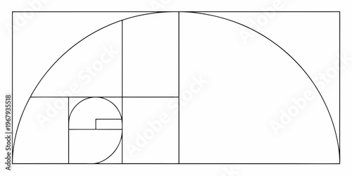 The golden ratio illustrated with a series of nested squares and arcs