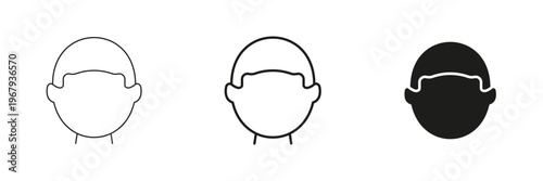 Person Male Face Line And Solid Icon Set. Male Avatar Profile Outline And Silhouette Symbol Collection. Isolated Vector Illustration