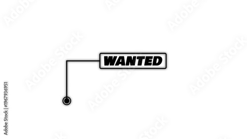 Wanted text animation with HUD elements. HUD elements rectangle frame with wanted text type mood motion graphics. Box for Technology Interface 4k video.
