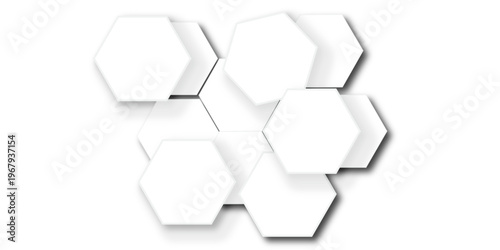 Minimal white hexagon shapes cluster abstract geometric background clean modern design