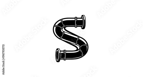 S-shaped pipe fitting illustration for plumbing and drainage systems.