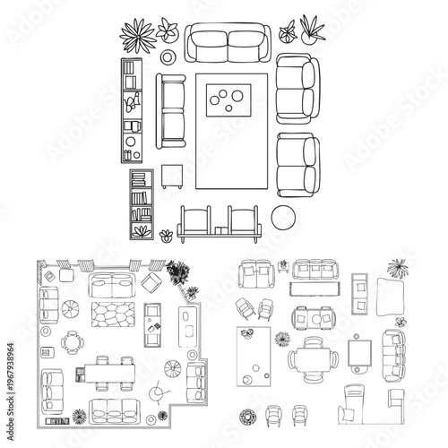 Black and white of various household and tools in a grid layout household tools kitchenware