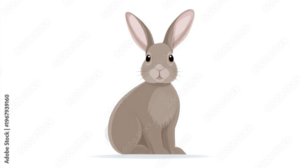Obraz premium Cute Rabbit Sitting on Plain Background