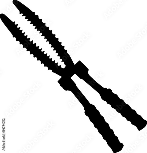 Black Silhouette of Garden Loppers and Hedge Shears Tool Vector Graphic