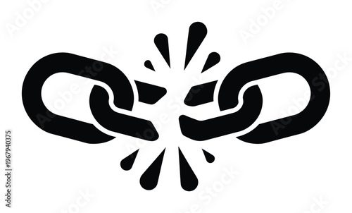 Broken Chain Link Symbol Representing Freedom and Breaking Barriers