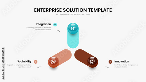 Enterprise Campaign Three Option Graph Slideshow Layout. Market Profile Frame Template Vector Illustration. Creative Insight 3 Step Diagram Presentation Design.