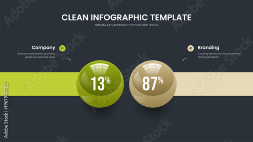Educational Portfolio Slide Layout Vector Illustration. Medical Proposal 2 Step Graph Presentation Template. Minimalist Plan Two Option Chart Frame Design.