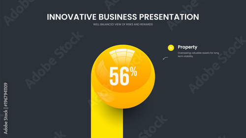 Creative Portfolio One Step Infographic Frame Template. Advertising Overview 1 Element Graph Slideshow Design. Colorful Growth Slide Layout Vector Illustration.