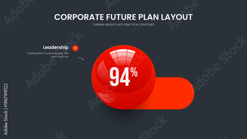 Visual Profile Presentation Design Vector Illustration. Advertising Campaign 1 Element Chart Slideshow Layout. Sales Proposal One Option Graph Slide Template.